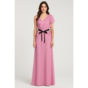 VTG NWT Alvina Valenta Maids Womens 90s Pink Chiffon One-Shoulder Gown Size 10